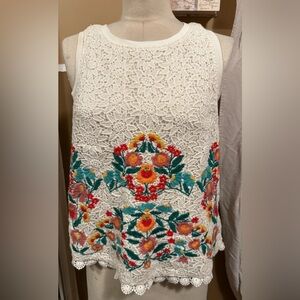 Maeve White Floral Embroidered Top